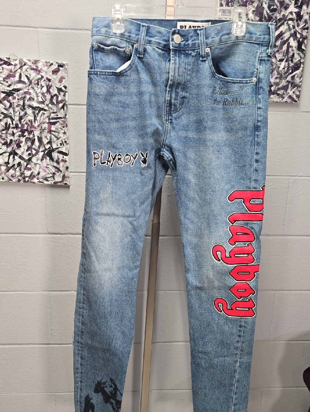 PLAYBOY Light Blue Denim Jeans with Red Logo Script